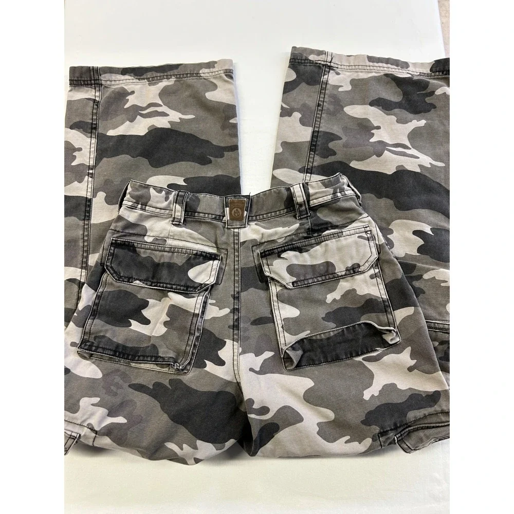 Y2K The Childrens Place Grey Camo Cargo Pants Size 12 Adjustable Waist